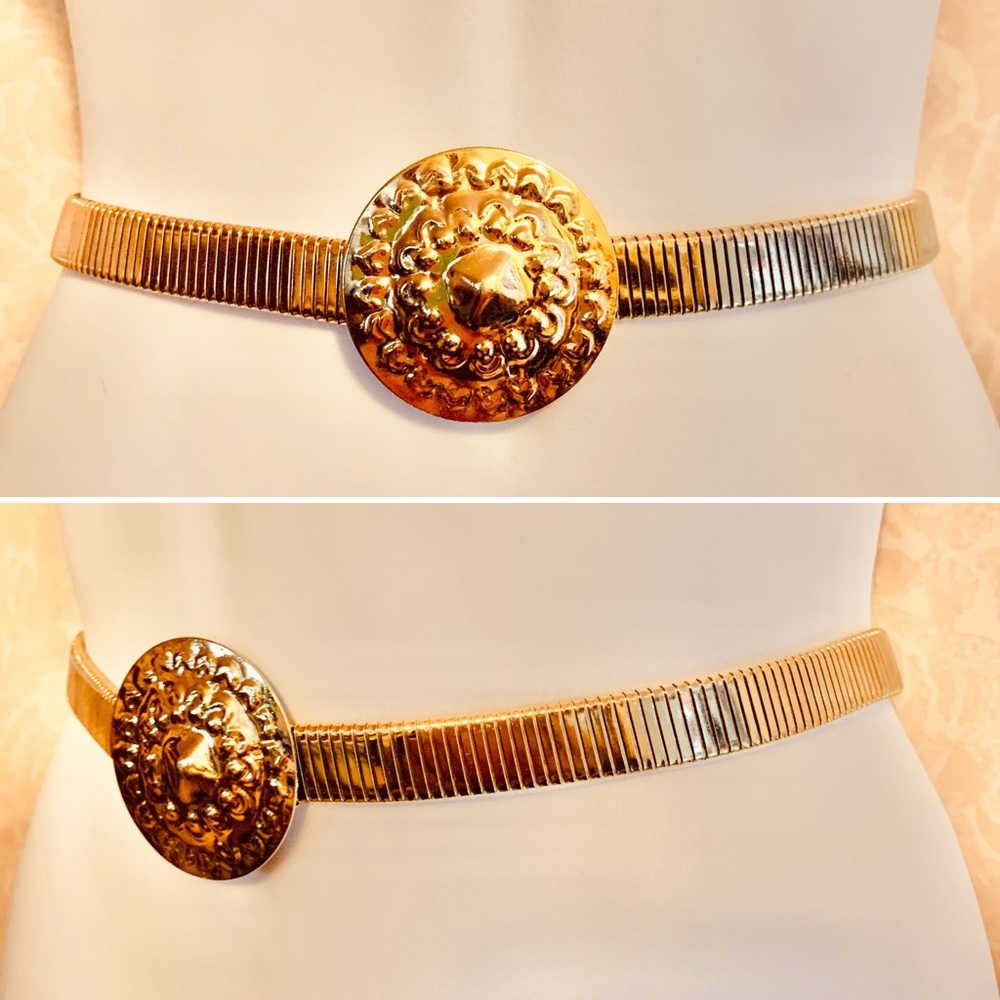 Vintage Gold Tone Serpentine Coil Stretch Belt - Picture 3 of 10